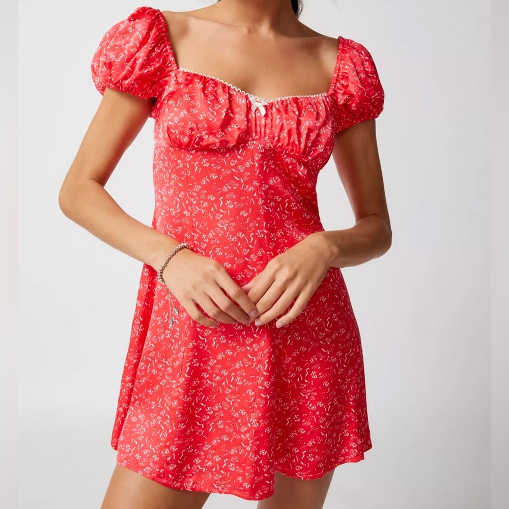 NWT For Love & Lemons Antonia Linen Floral Mini Dress